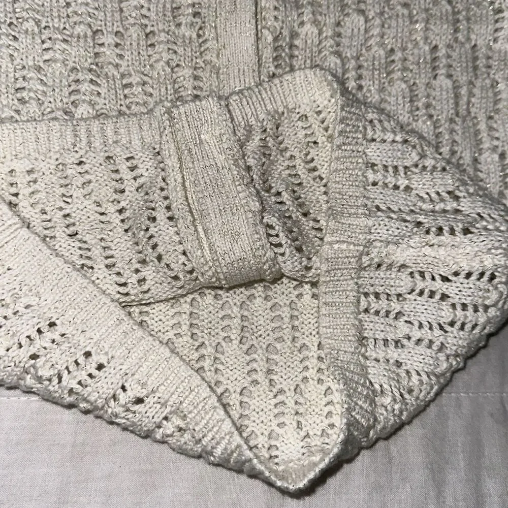 OshKosh 2T Ivory Gold Metallic Eyelet Knit Cotton Cardigan